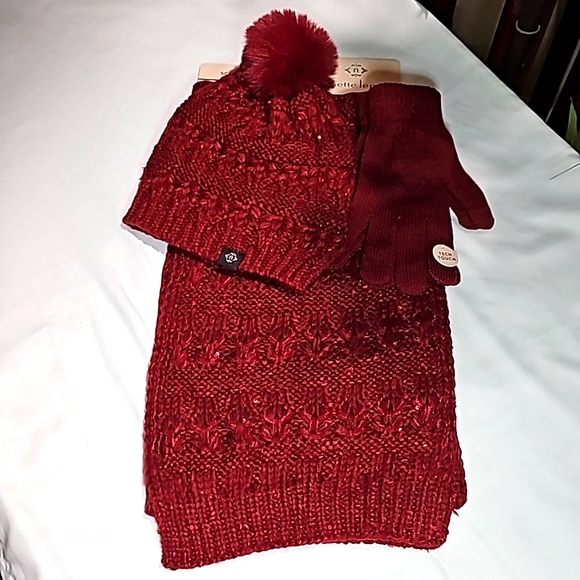 Nanette Lepore Accessories - NWT Scarf, Gloves, and Pom Pom Beanie Hat Set